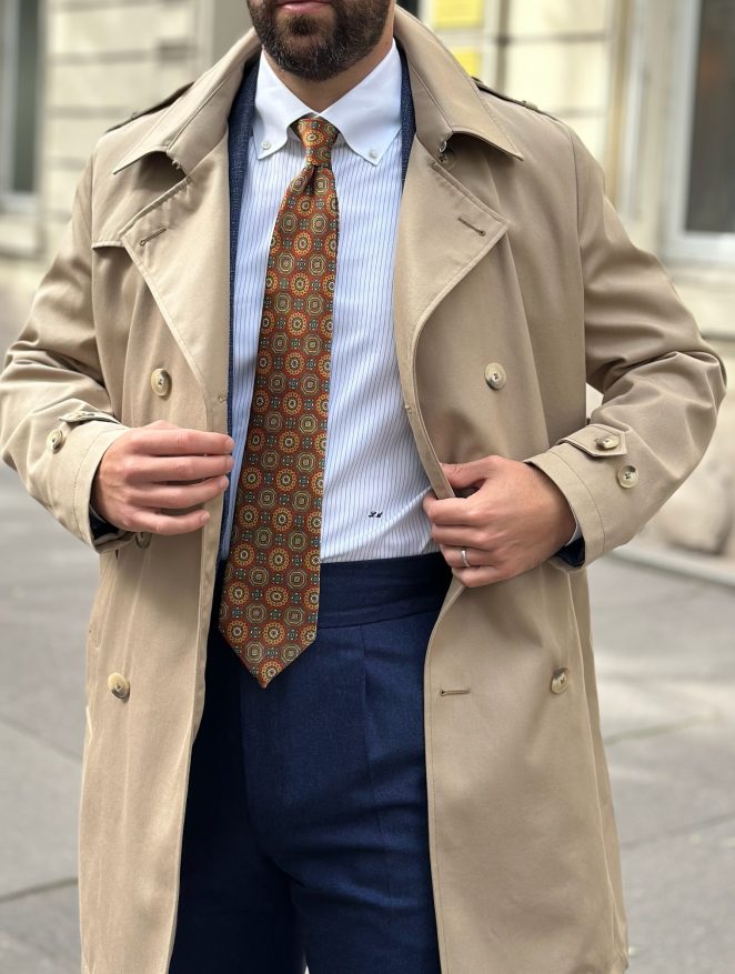 Trench croisé beige Manteau sur mesure