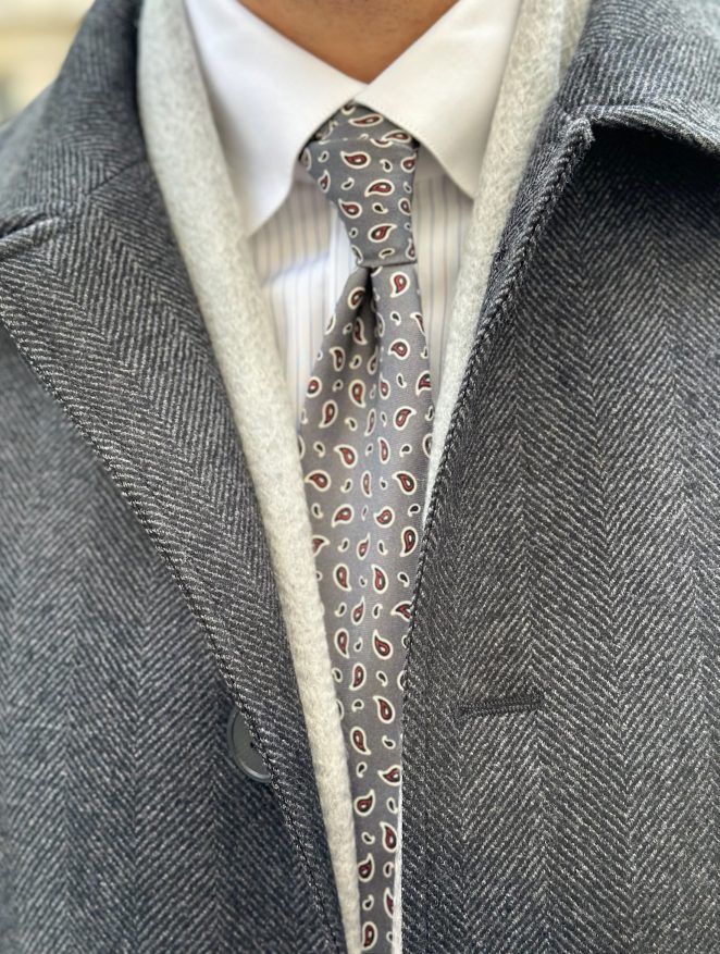 manteau sur mesure Manteau droit gris sur mesure
