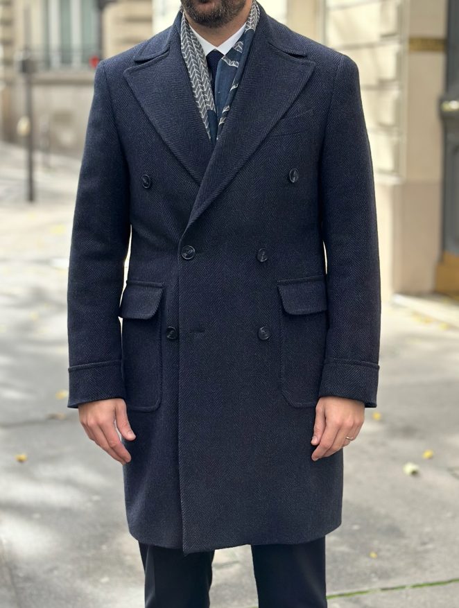 manteau bleu pour homme Manteau croisé bleu