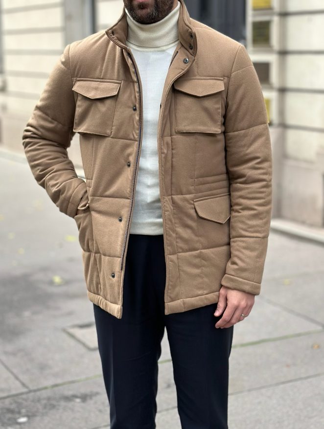 manteau sur mesure beige Matelassé sur mesure beige