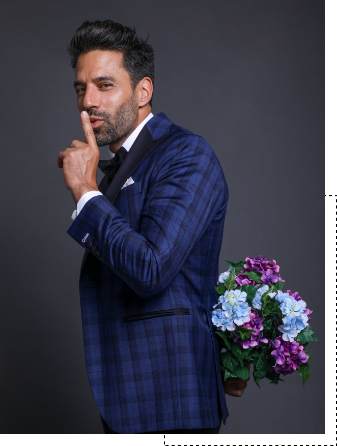 Smoking bleu et gilet croisé sur mesure Smoking bleu et gilet croisé sur mesure
