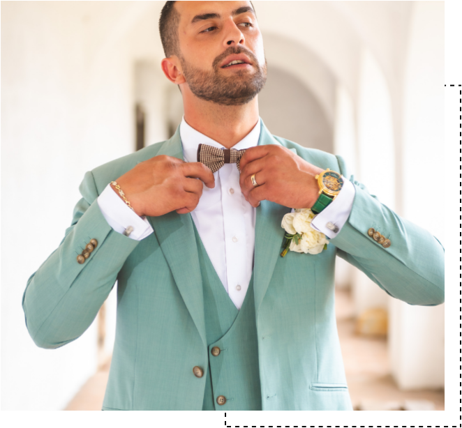 Costume sur mesure mariage vert d'eau 3 pièces Costume sur mesure mariage vert d'eau 3 pièces