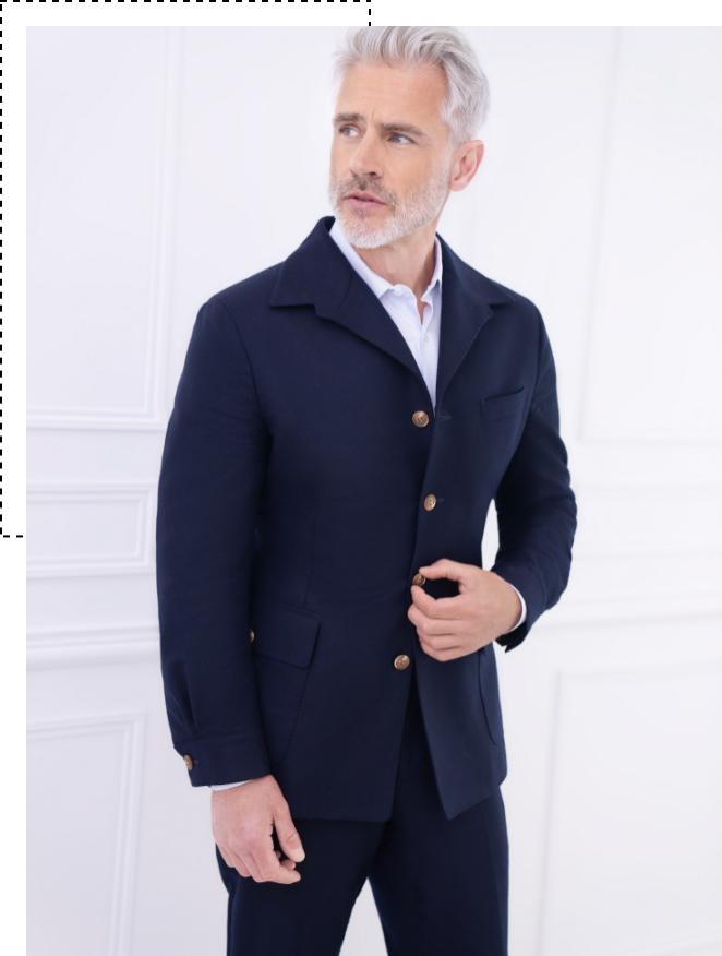 veste bleue signature sur mesure homme