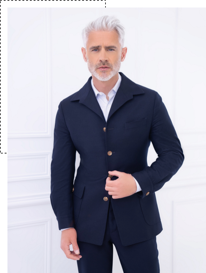 veste bleue sur mesure